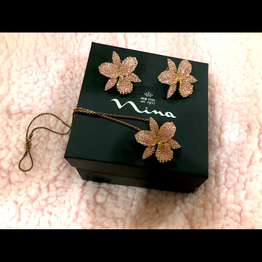 Nina Pink Floral Jewelry Set